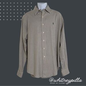 Ralph Lauren Classic Fit Mens Button Down Shirt XL Plaid Check Long Sleeve